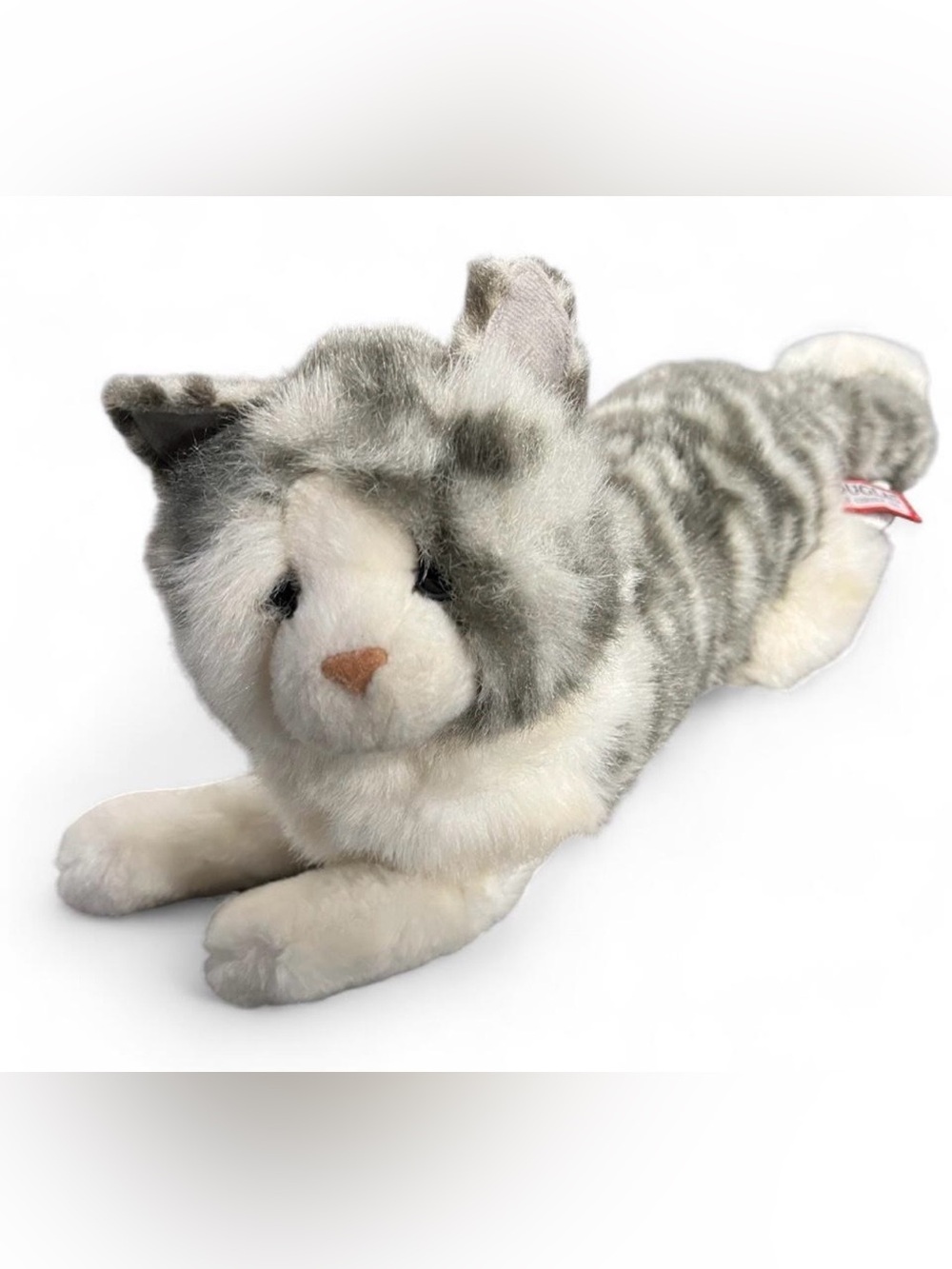 Plush Gray & White Cat Toy - Soft Stuffed Kitten